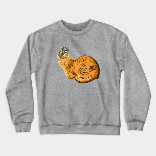 Floral cat Crewneck Sweatshirt by Mimie20